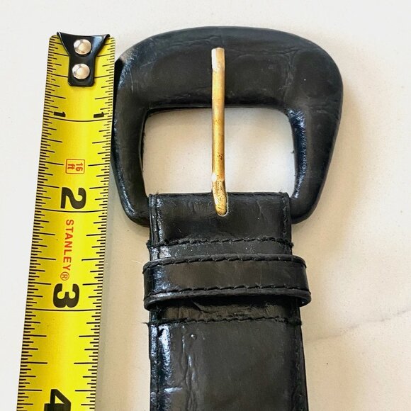 Magid Womens Croc Embossed Black Leather Belt  Size M - Picture 7 of 8